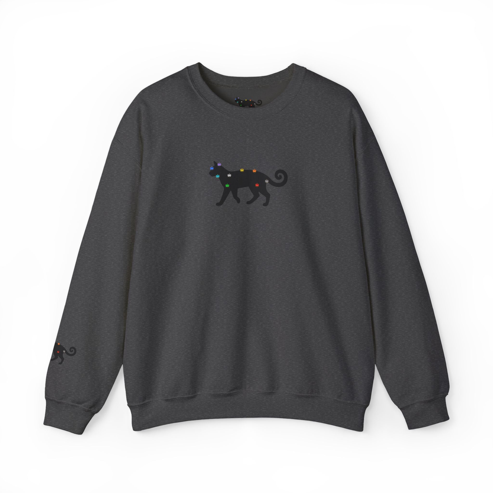 Black Cat Energy Crewneck with Chakra Lotus Spine