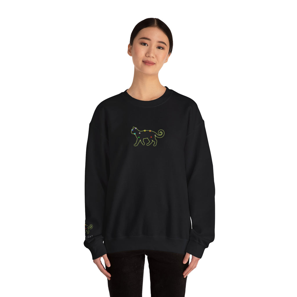 Black Cat Energy Crewneck with Chakra Lotus Spine