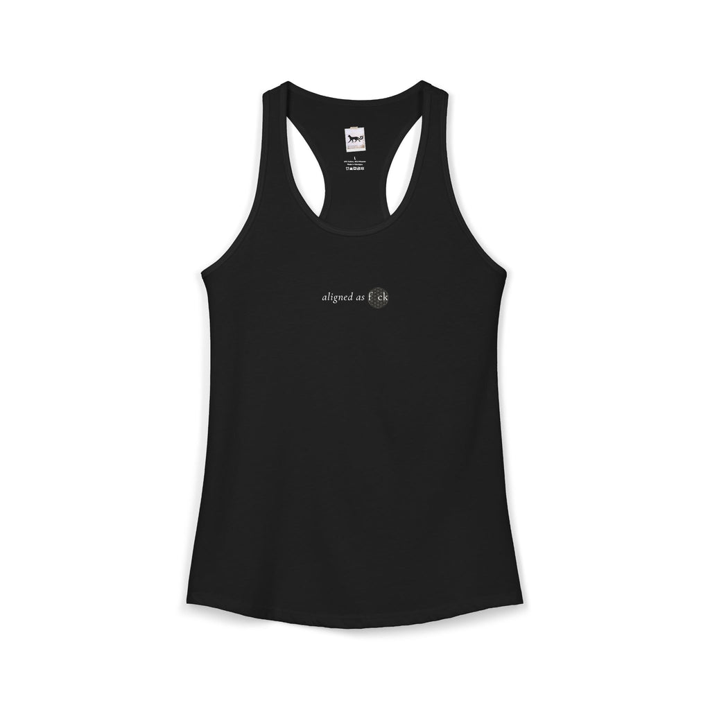 Front of a racerback tank showing a sacred geometry symbol in the front aligned AF
