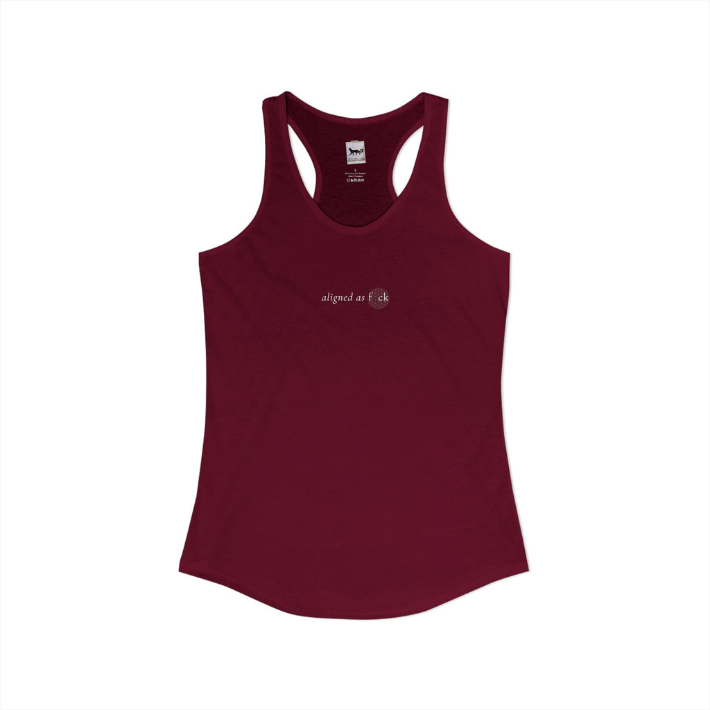 Front of a racerback tank showing a sacred geometry symbol in the front aligned AF