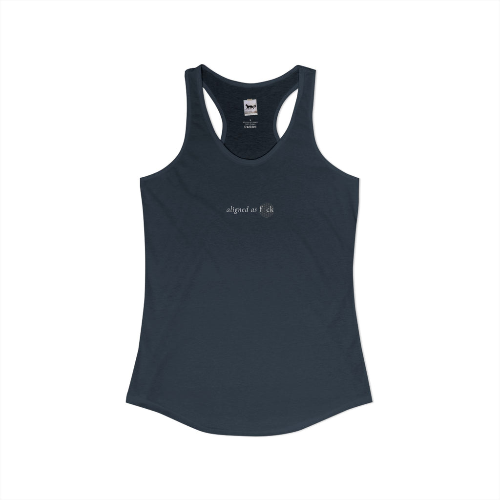 Front of a racerback tank showing a sacred geometry symbol in the front aligned AF