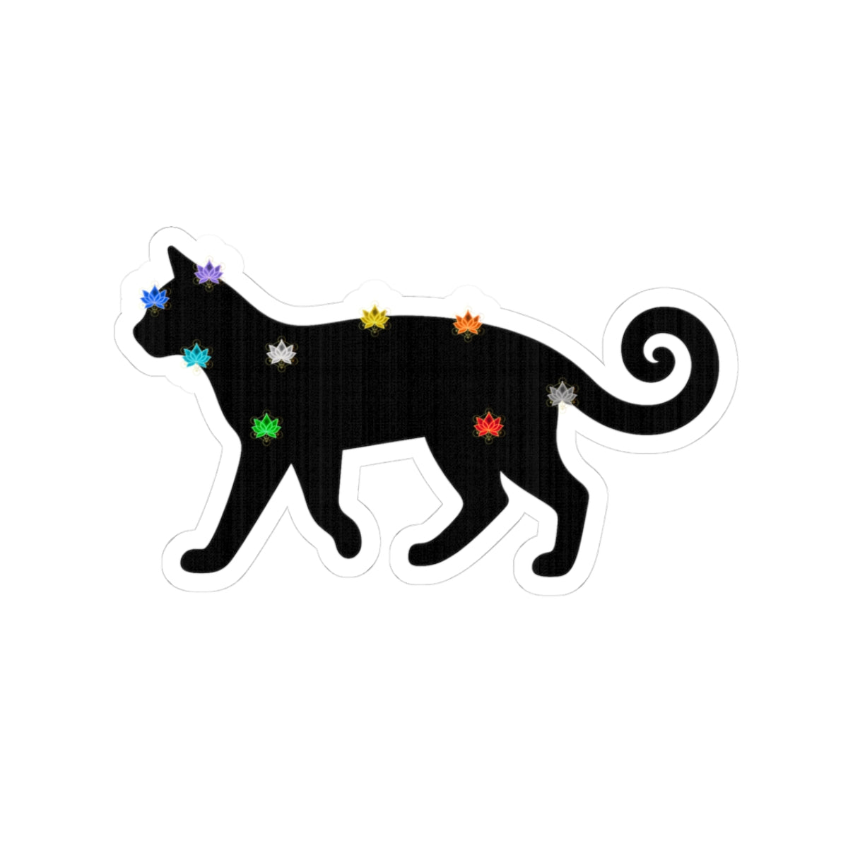 Black Chakra Cat Sticker