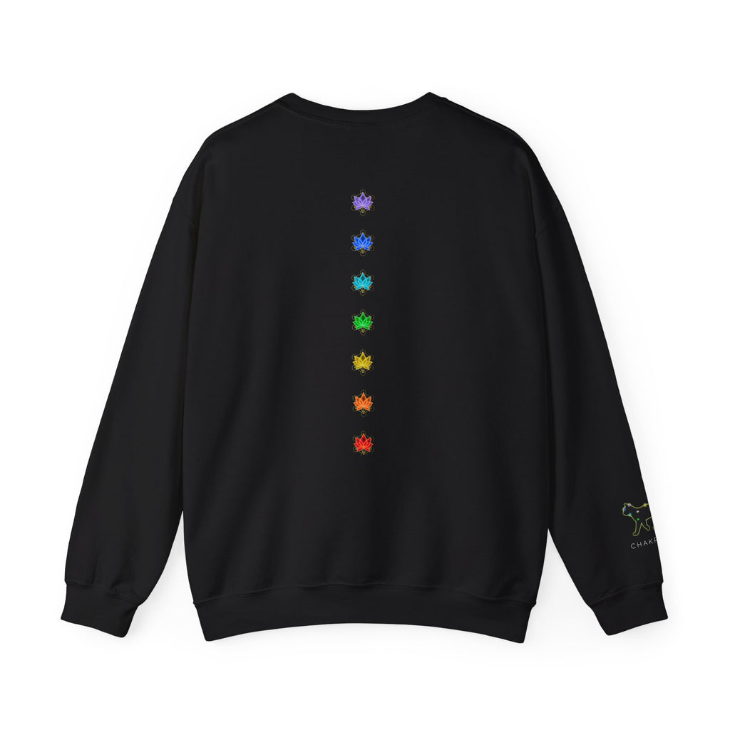 Black Cat Energy Crewneck with Chakra Lotus Spine