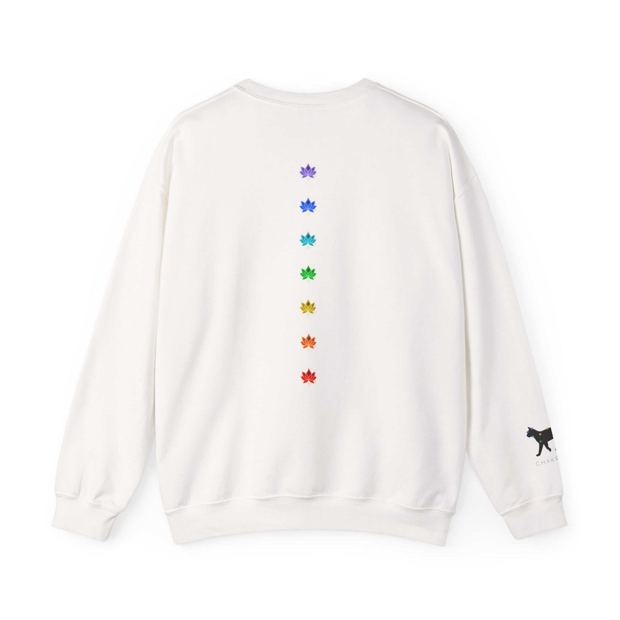 Black Cat Energy Crewneck with Chakra Lotus Spine