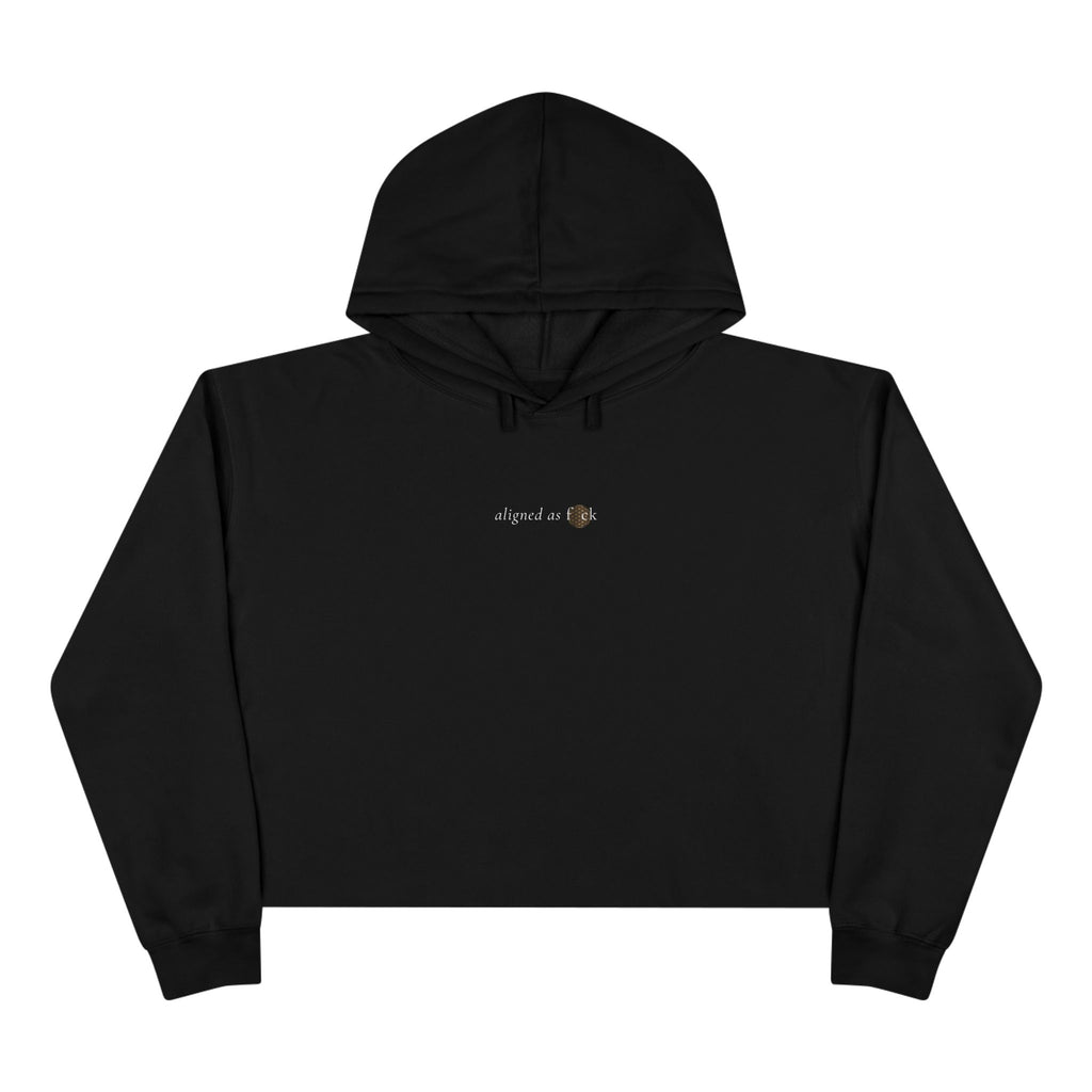 Front of a crop hoodie showing a sacred geometry symbol in the front aligned AF