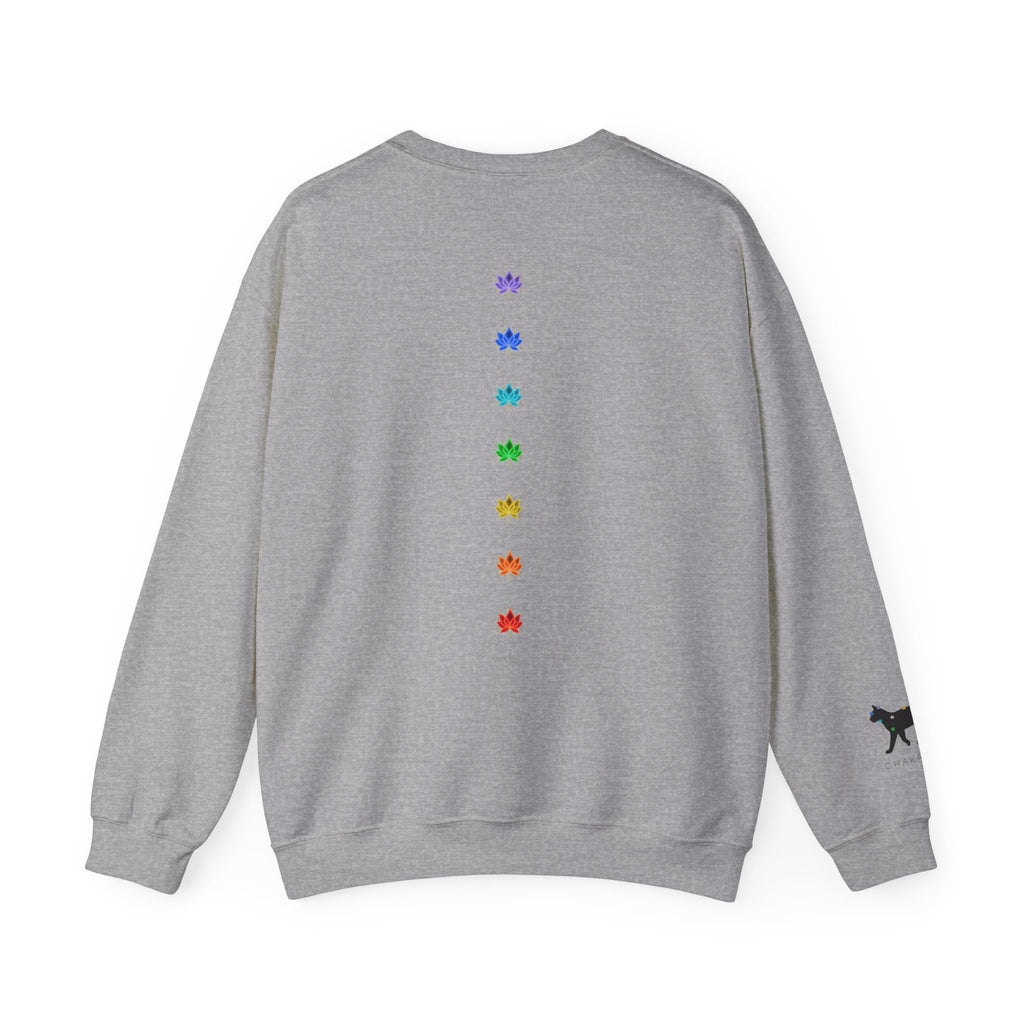 Black Cat Energy Crewneck with Chakra Lotus Spine