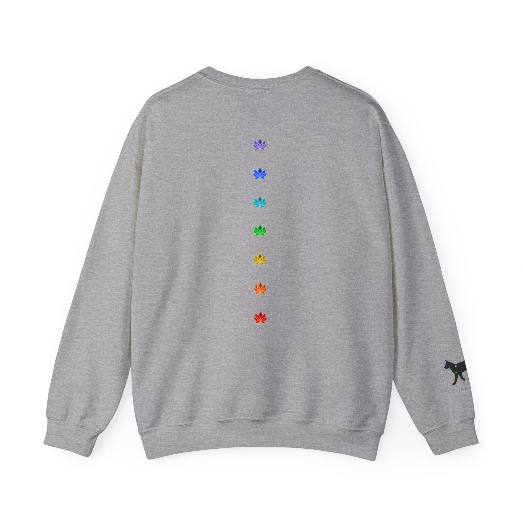 Black Cat Energy Crewneck with Chakra Lotus Spine