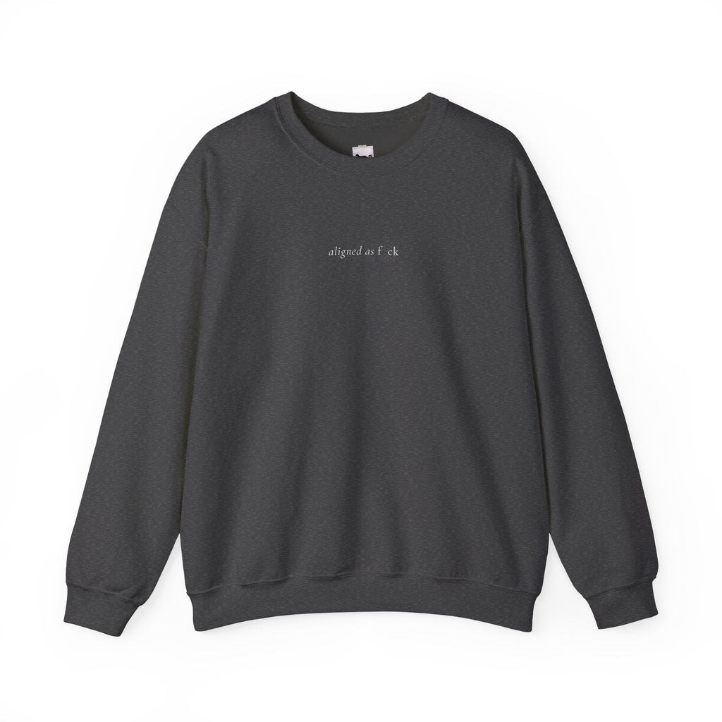 Front of a crewneck showing a sacred geometry symbol in the front aligned AF
