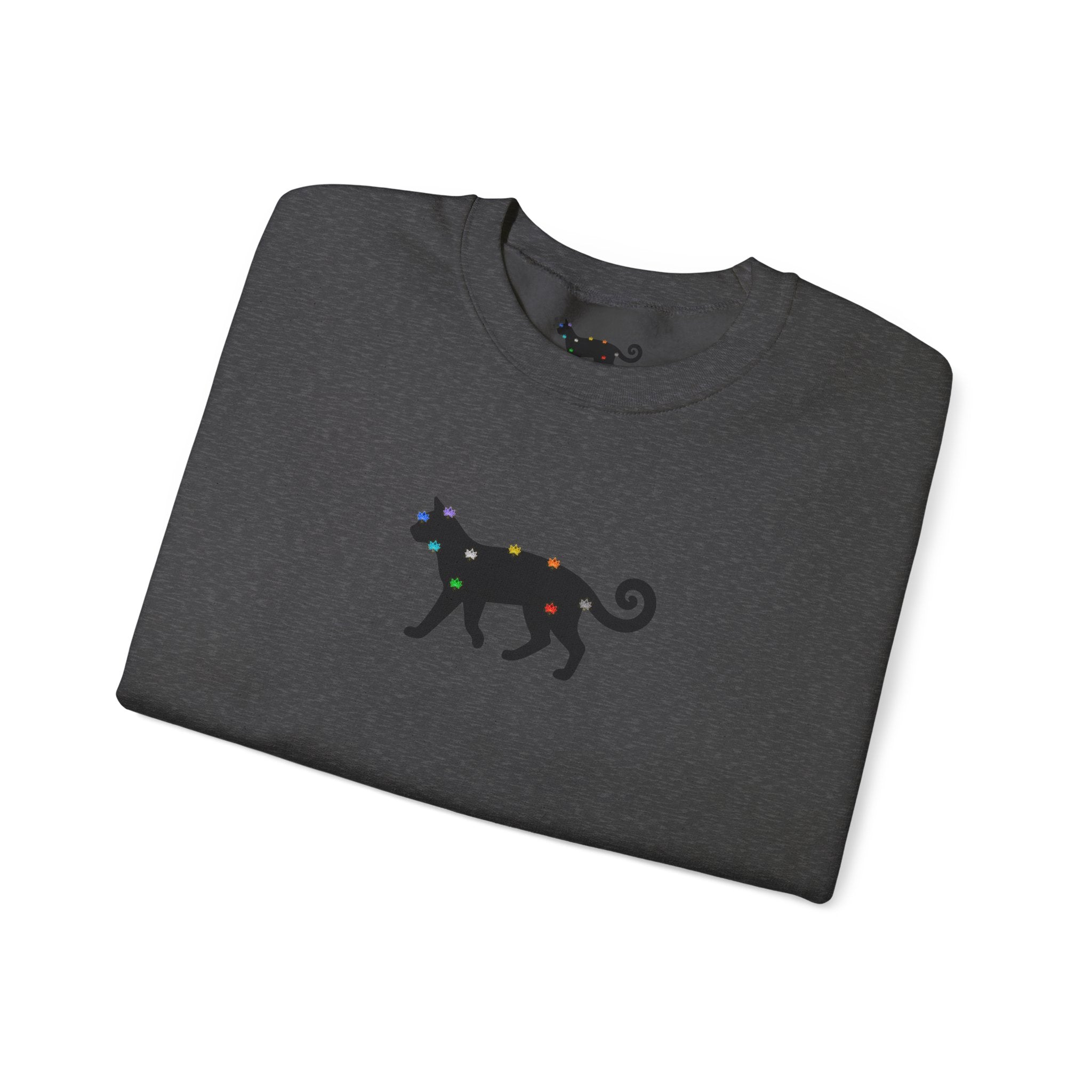 Black Cat Energy Crewneck with Chakra Lotus Spine