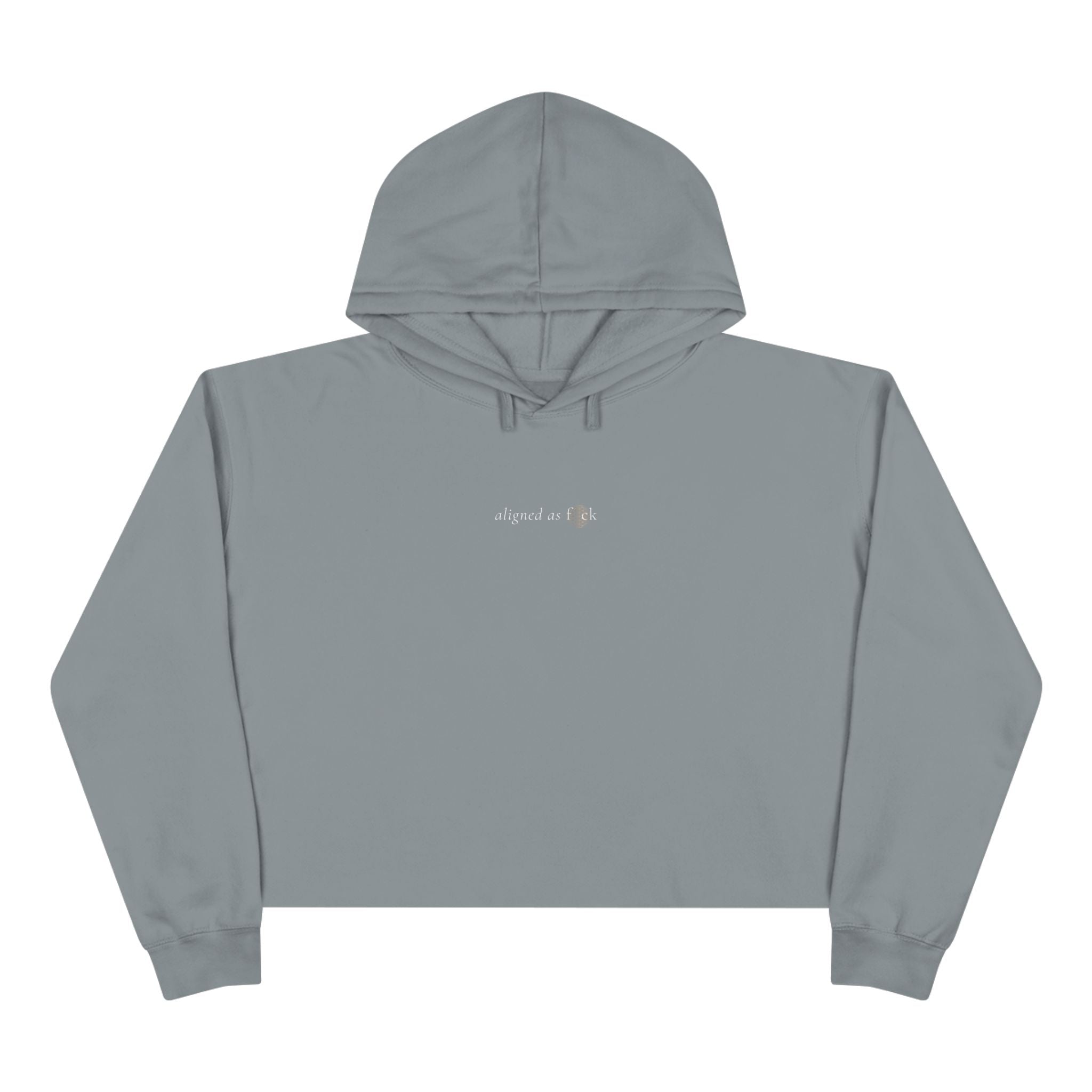 Front of a crop hoodie showing a sacred geometry symbol in the front aligned AF