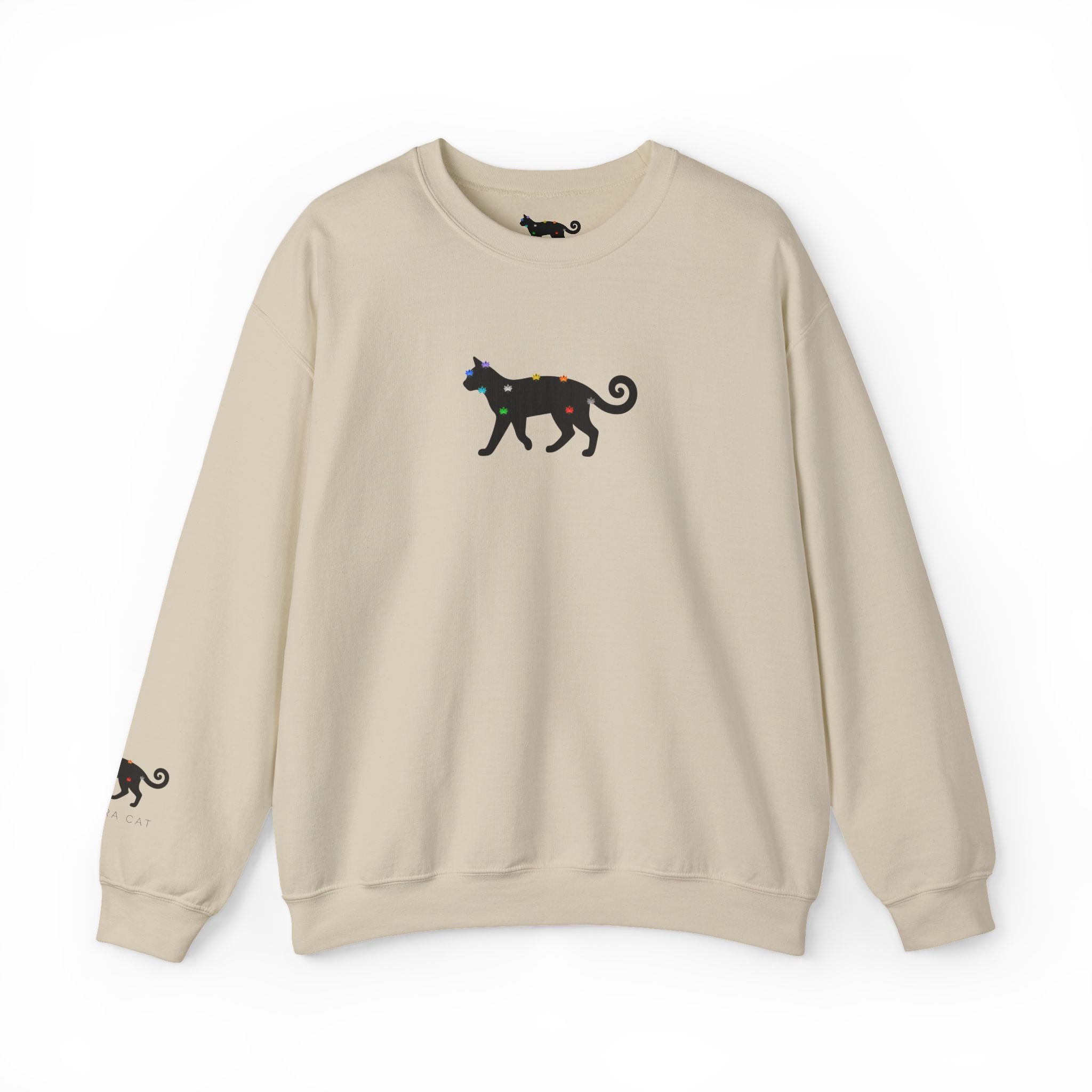 Black Cat Energy Crewneck with Chakra Lotus Spine