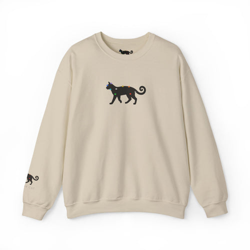 Black Cat Energy Crewneck with Chakra Lotus Spine