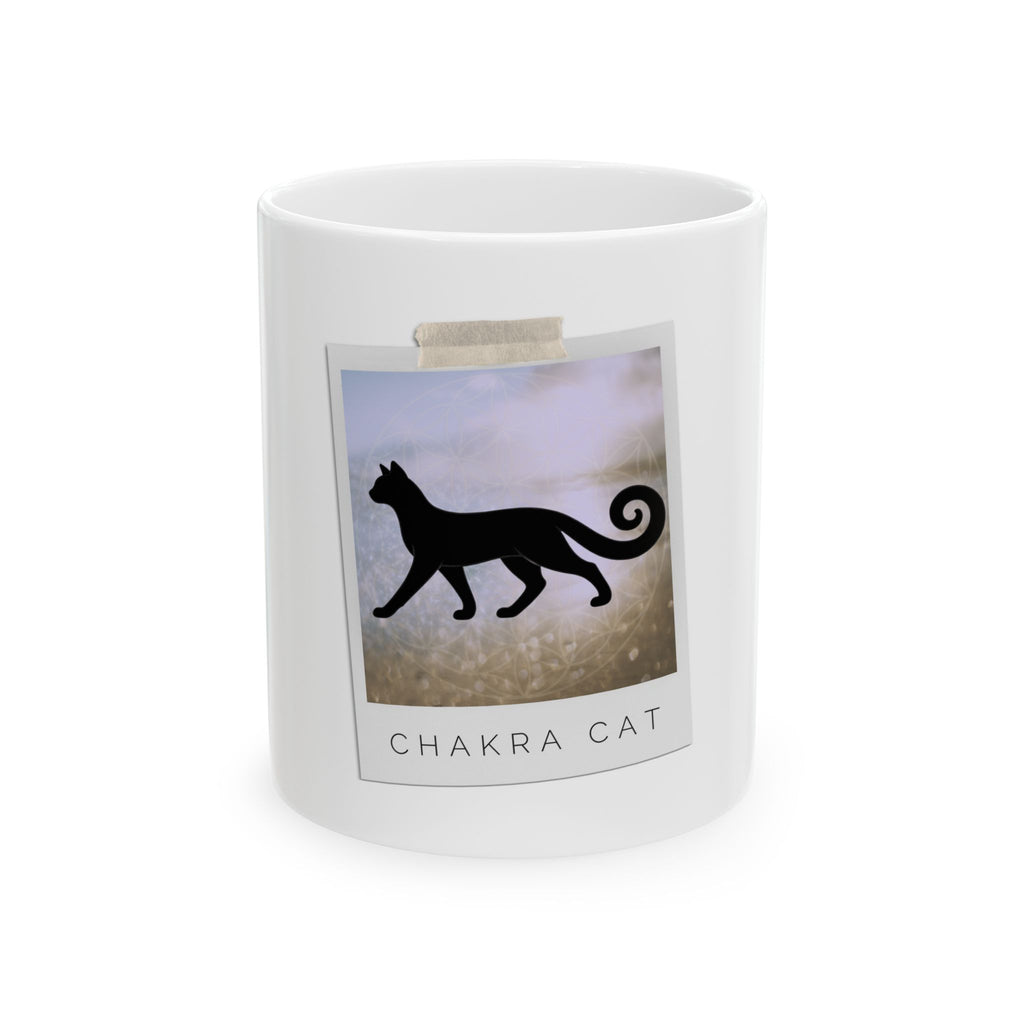 Black Cat Energy Chakra Mug | Metatron’s Cube