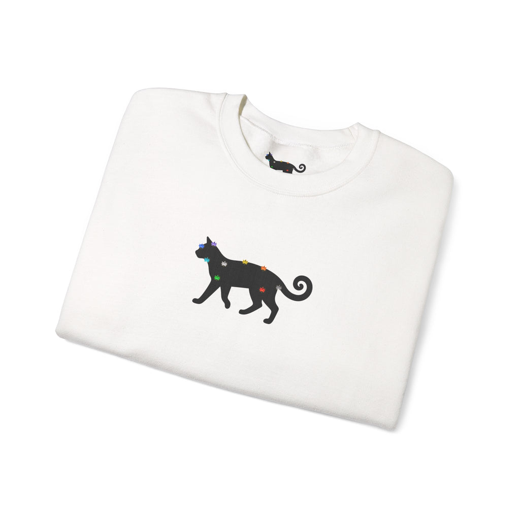 Black Cat Energy Crewneck with Chakra Lotus Spine