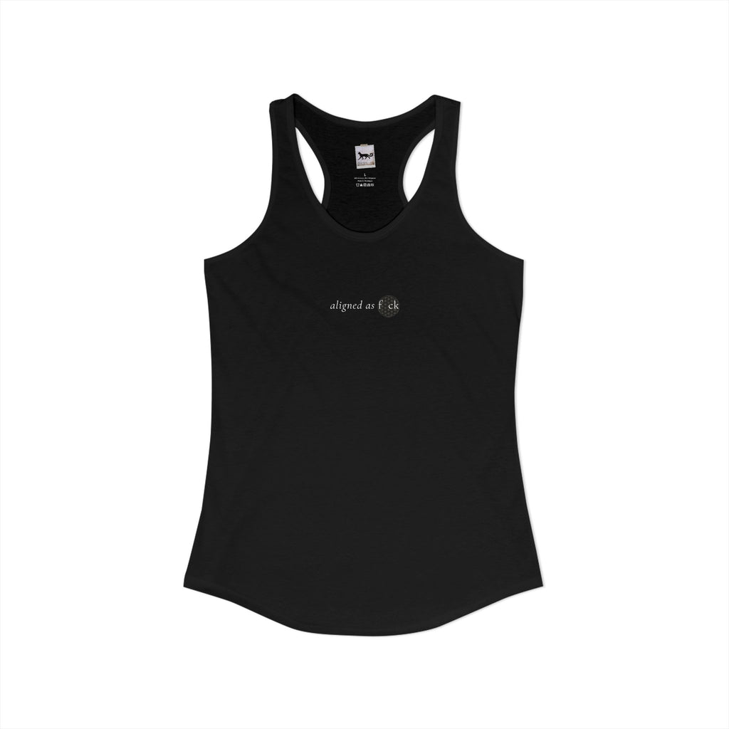 Front of a racerback tank showing a sacred geometry symbol in the front aligned AF
