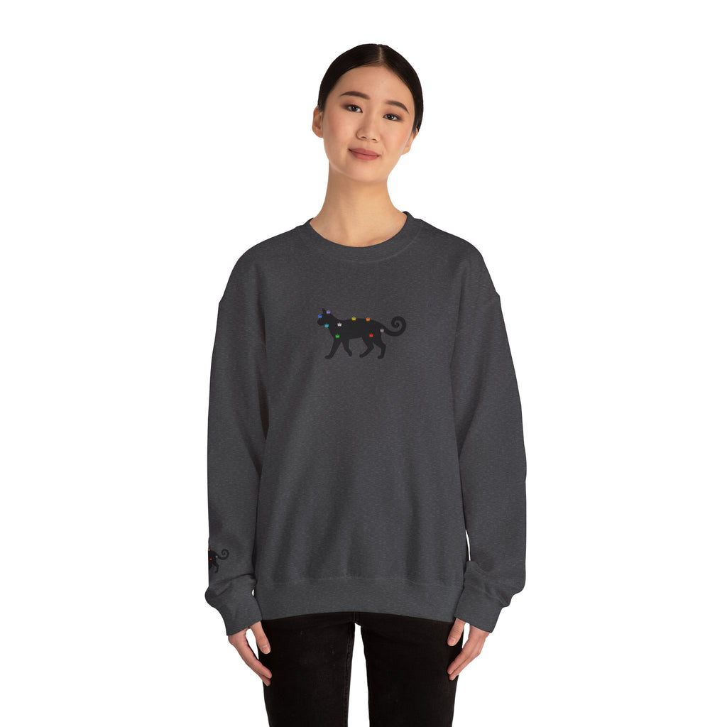 Black Cat Energy Crewneck with Chakra Lotus Spine