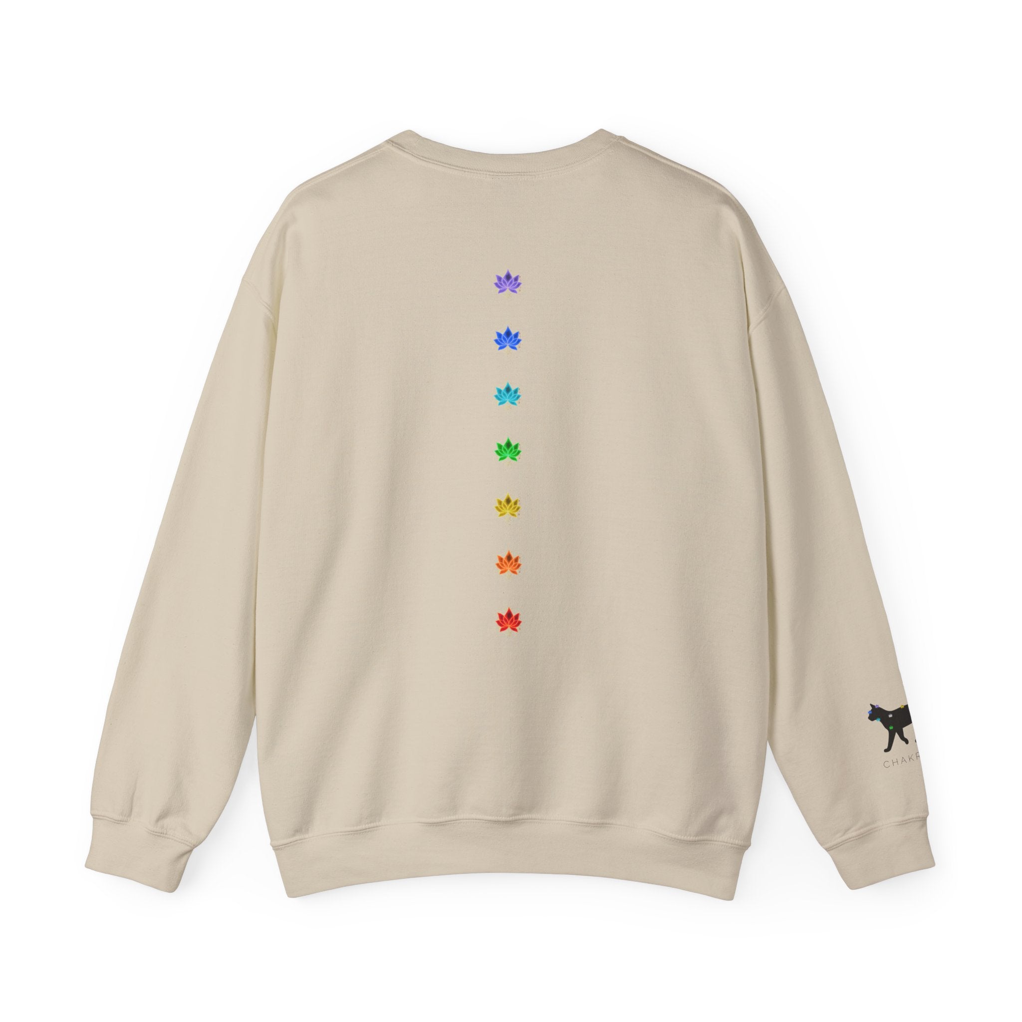 Black Cat Energy Crewneck with Chakra Lotus Spine