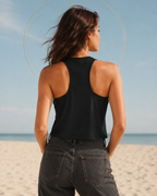 aligned as f✨ck racerback crop tank
