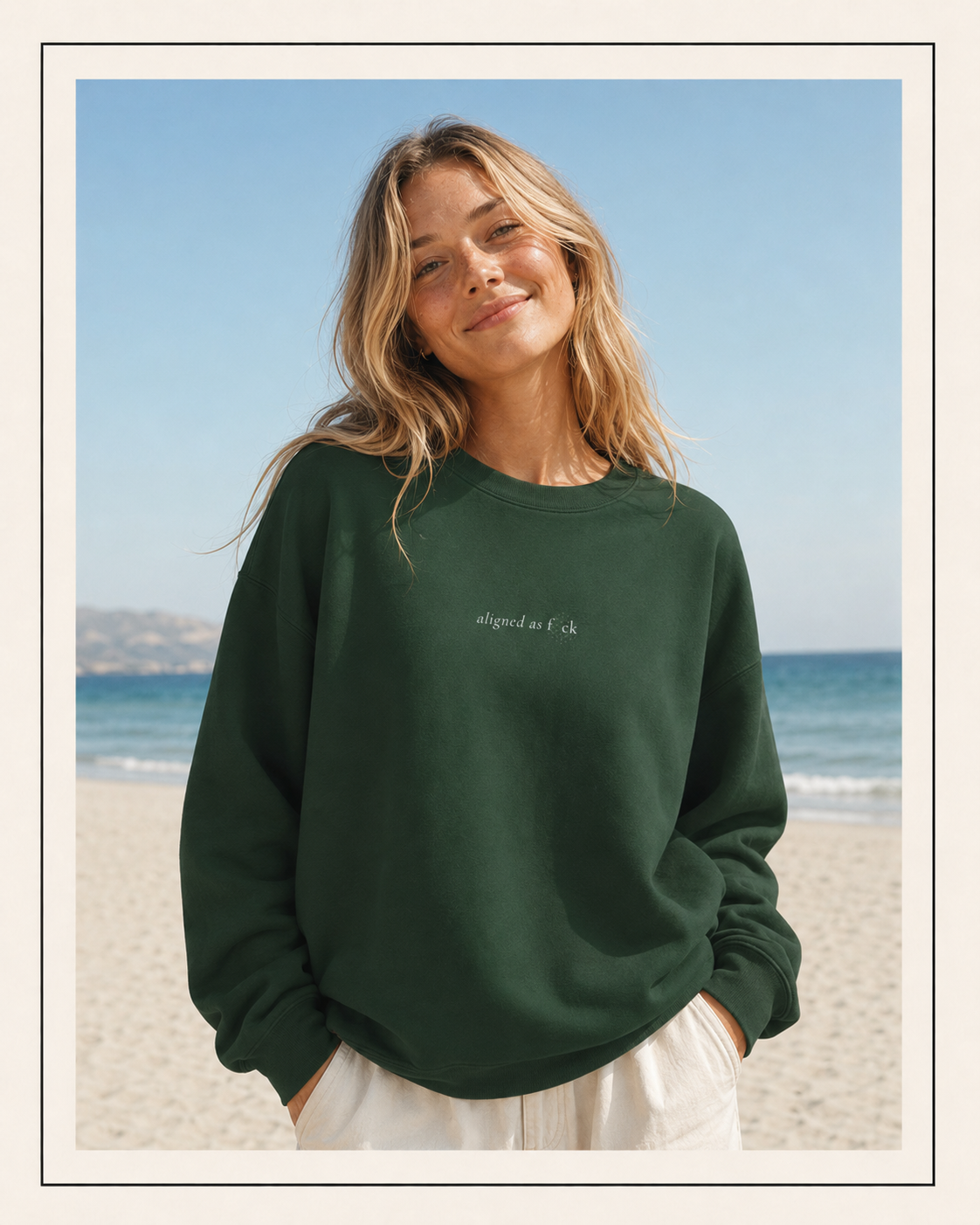 Front of a crewneck showing a sacred geometry symbol in the front aligned AF