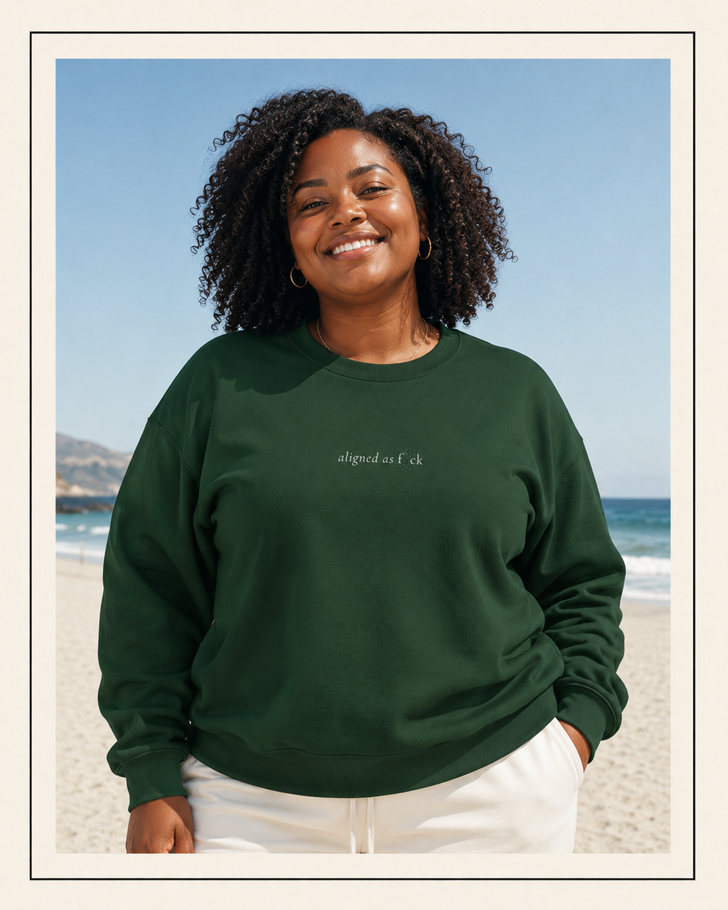 Front of a crewneck showing a sacred geometry symbol in the front aligned AF