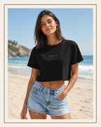 Front of a crop tee showing a sacred geometry symbol in the front aligned AF