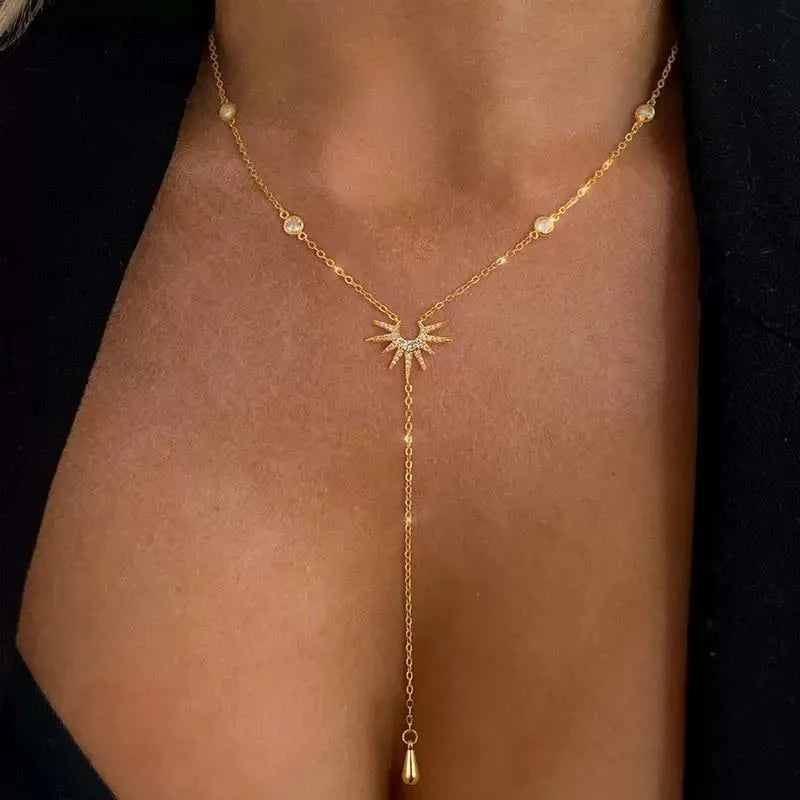 Celestial Sunburst Y-Necklace