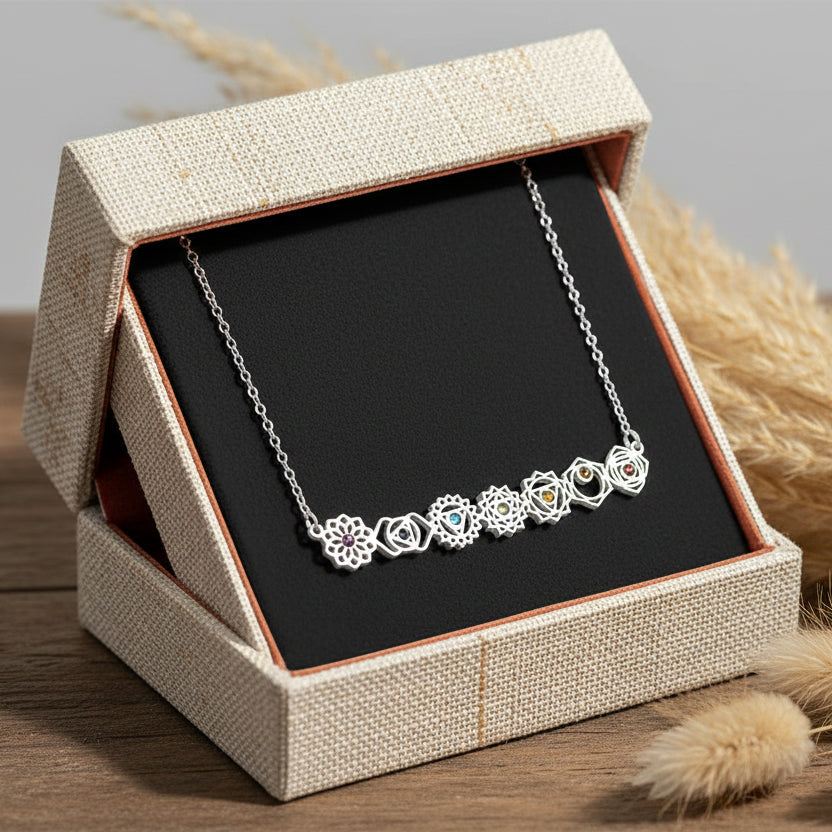 Rainbow Chakra Crystal Bar Necklace