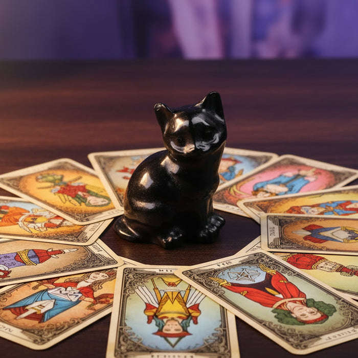 Hand Carved Obsidian Black Cat