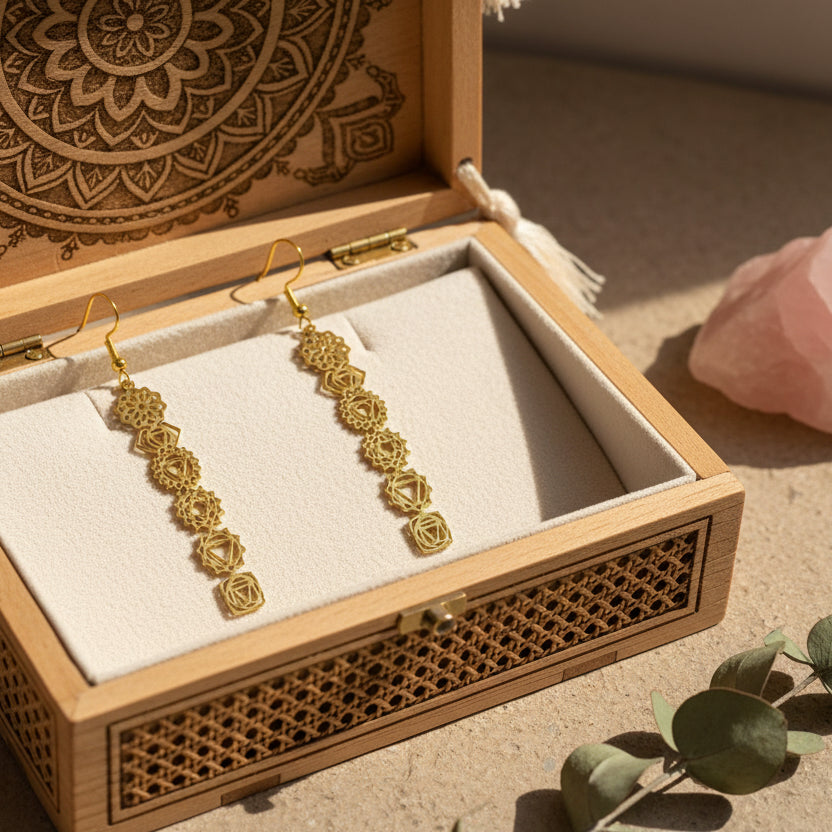 7 Chakra Lotus Drop Earrings