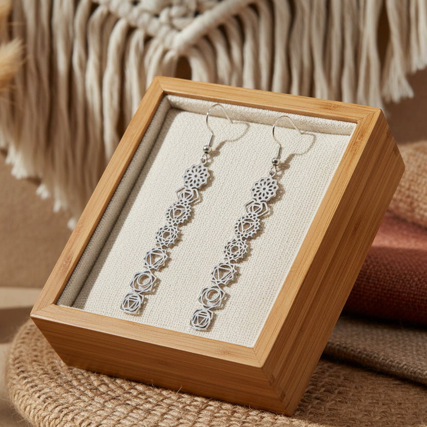 7 Chakra Lotus Drop Earrings