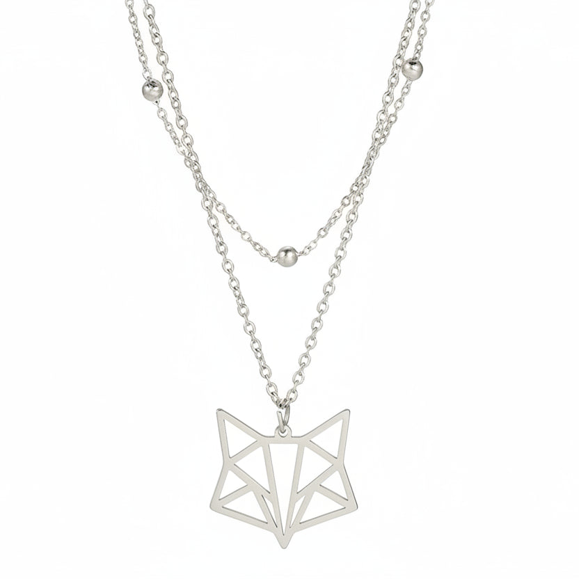 Geometric Fox Pendant Necklace