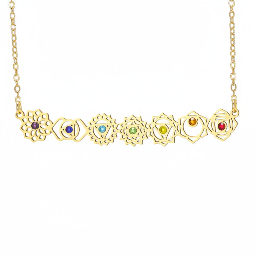 Rainbow Chakra Crystal Bar Necklace