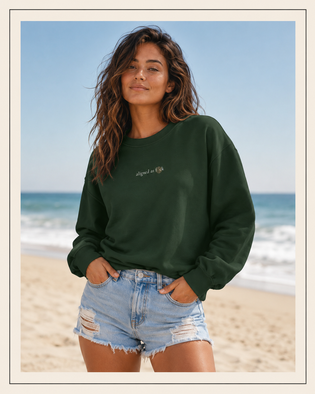 Front of a crewneck showing a sacred geometry symbol in the front aligned AF