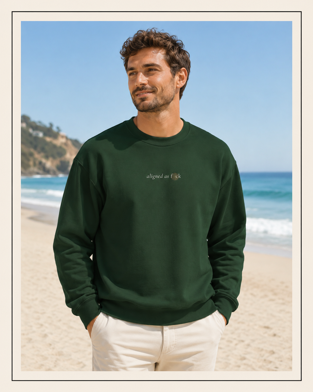Front of a crewneck showing a sacred geometry symbol in the front aligned AF