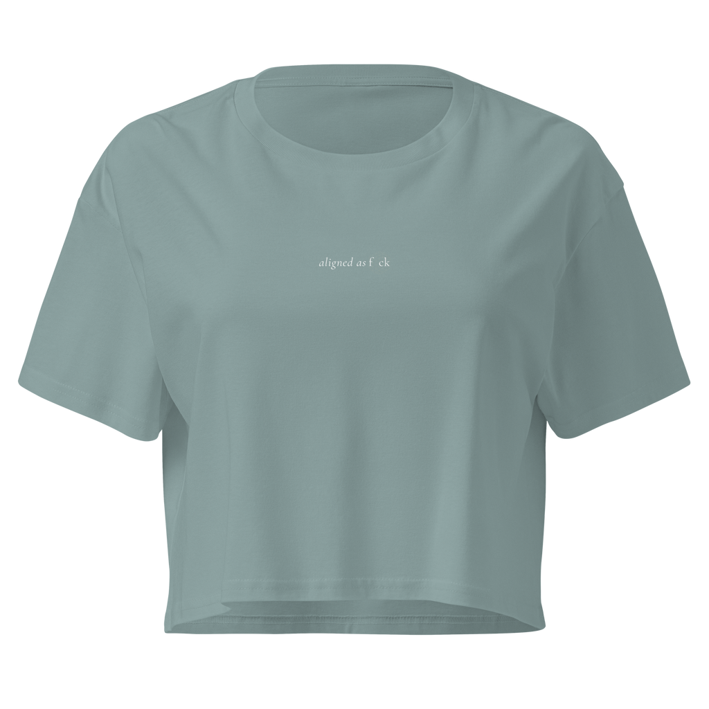 Front of a crop tee showing a sacred geometry symbol in the front aligned AF