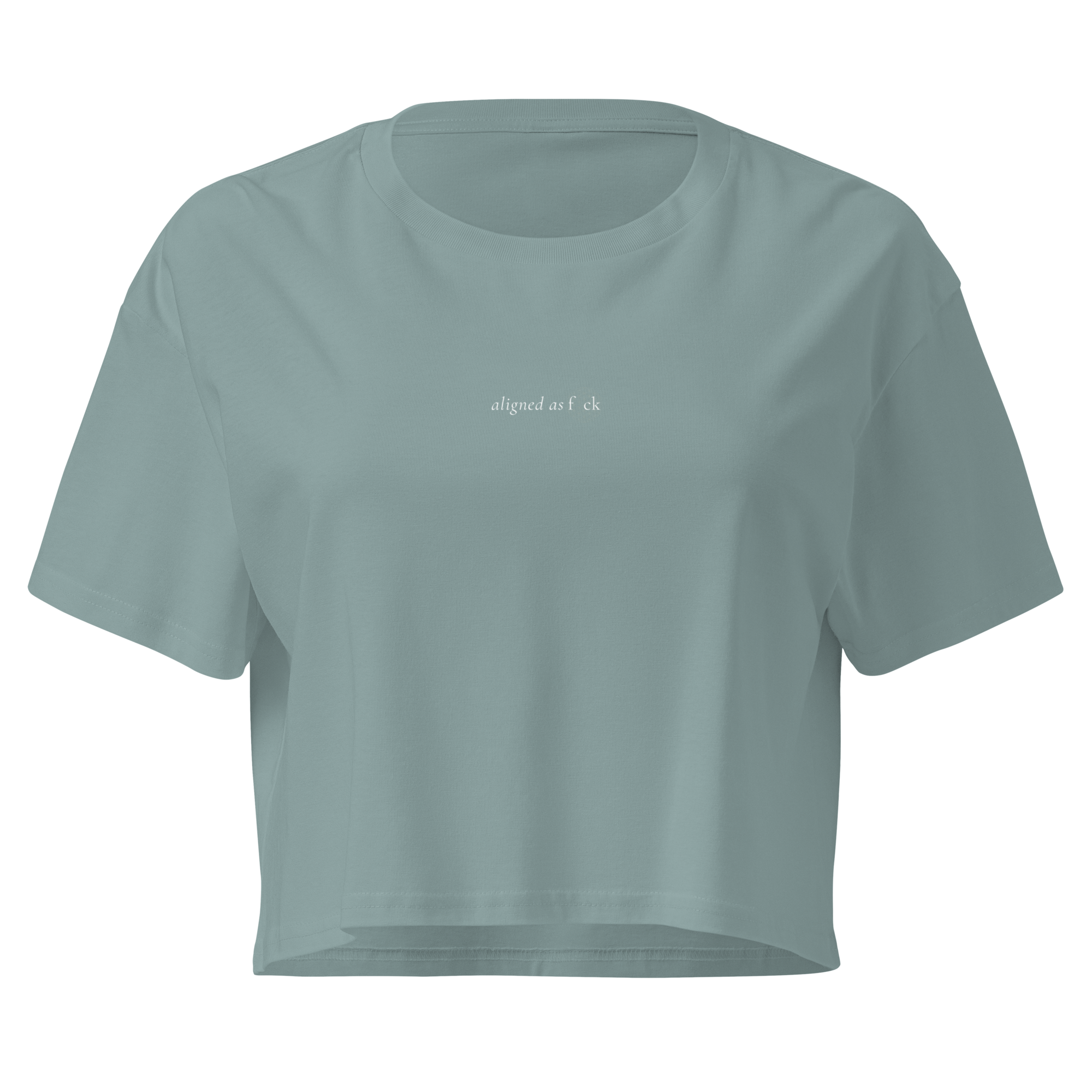 Front of a crop tee showing a sacred geometry symbol in the front aligned AF
