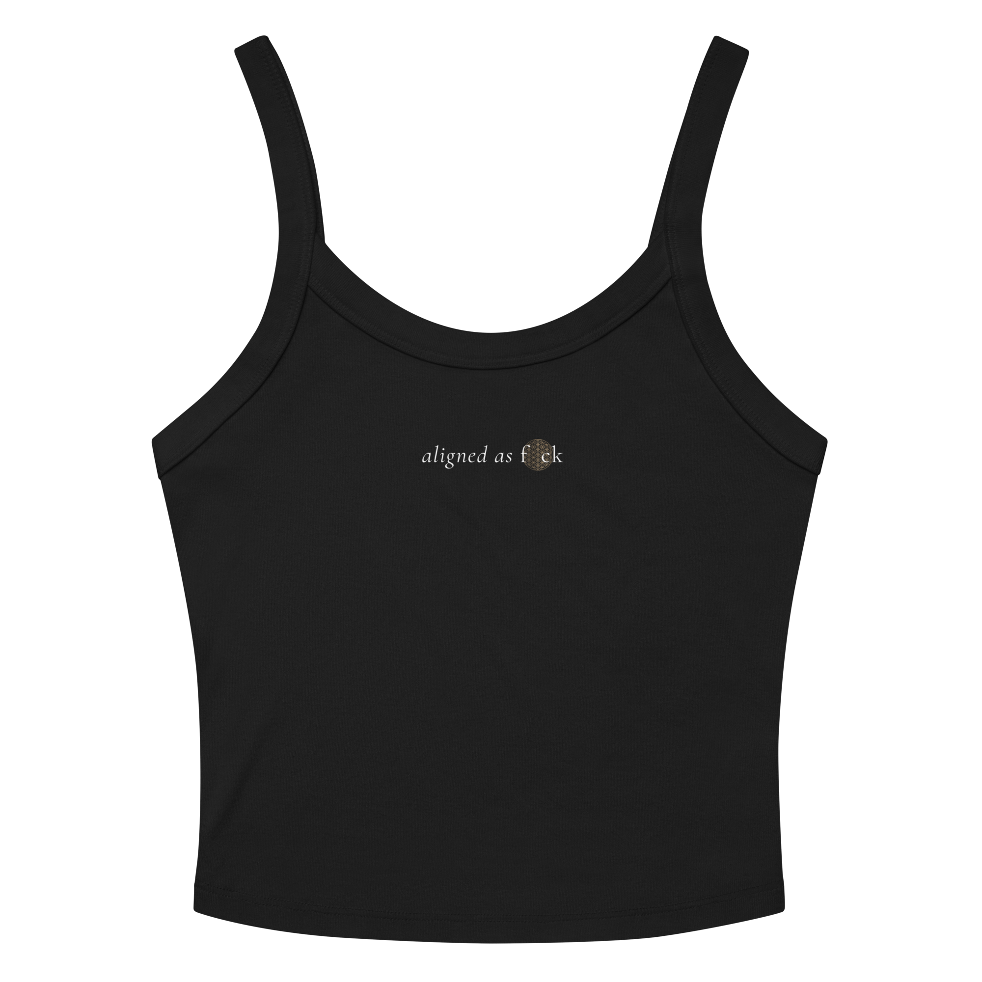 Front of a ribbed tank showing a sacred geometry symbol in the front aligned AF